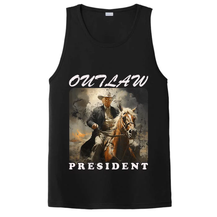 Outlaw President Trump Cowboy Trump 2024 Convicted Felon Performance Tank