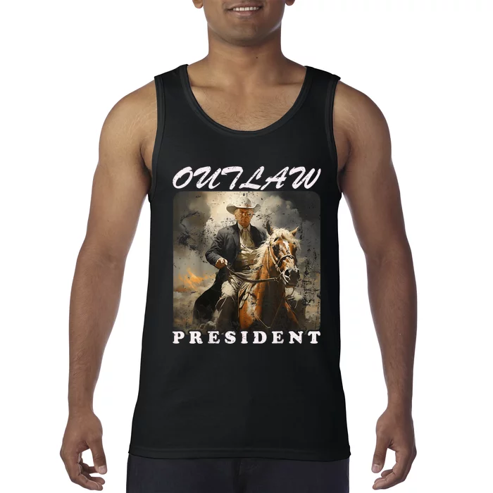 Outlaw President Trump Cowboy Trump 2024 Convicted Felon Tank Top