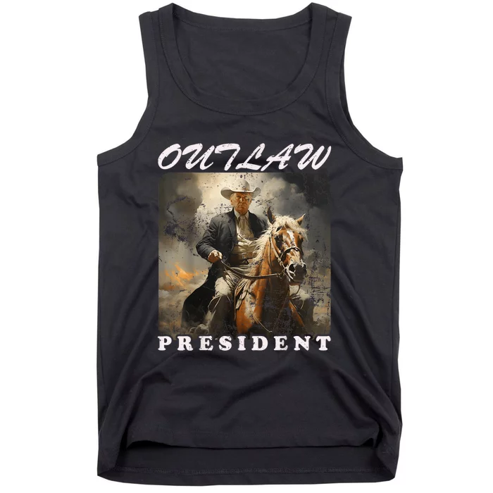 Outlaw President Trump Cowboy Trump 2024 Convicted Felon Tank Top