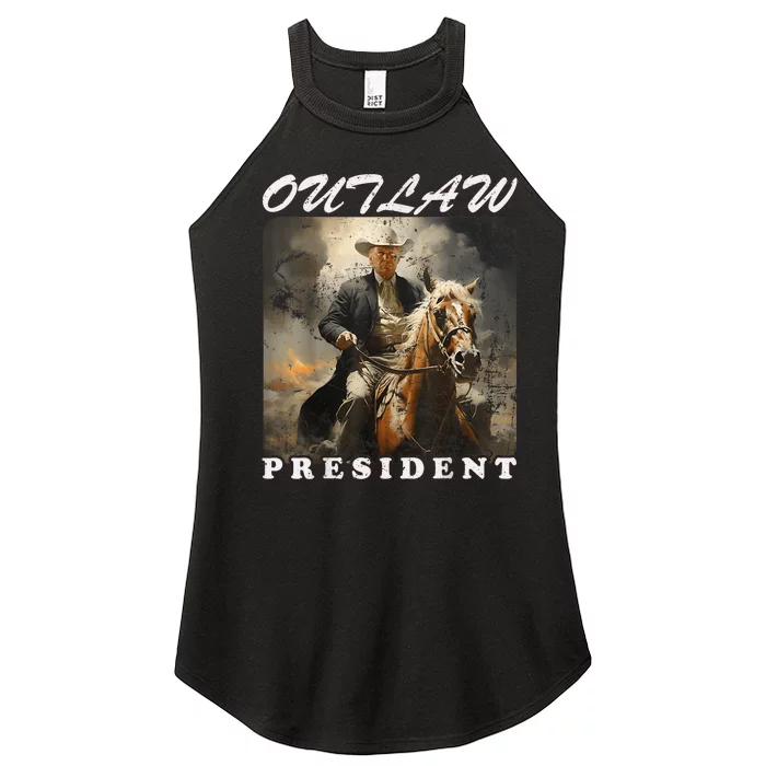 Outlaw President Trump Cowboy Trump 2024 Convicted Felon Women’s Perfect Tri Rocker Tank