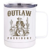 Outlaw President Trump Cowboy Trump 2024 Convicted Felon 12 oz Stainless Steel Tumbler Cup