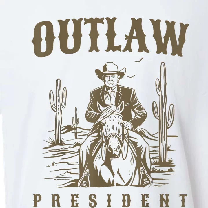 Outlaw President Trump Cowboy Trump 2024 Convicted Felon Sueded Cloud Jersey T-Shirt