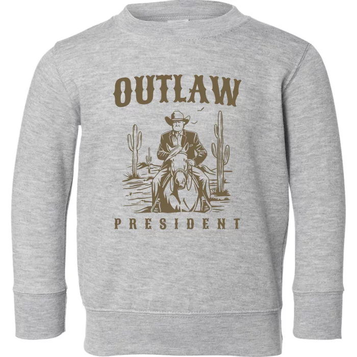 Outlaw President Trump Cowboy Trump 2024 Convicted Felon Toddler Sweatshirt