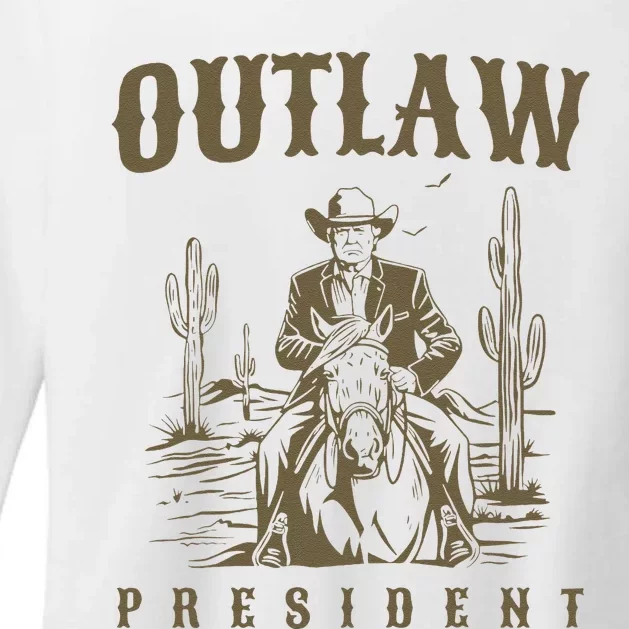 Outlaw President Trump Cow Trump 2024 Convicted Felon Womens CVC Long Sleeve Shirt