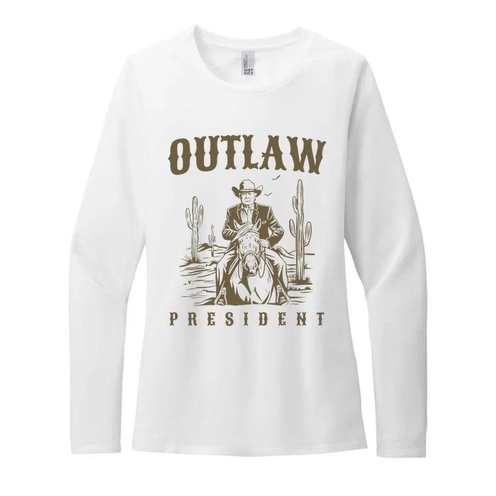 Outlaw President Trump Cow Trump 2024 Convicted Felon Womens CVC Long Sleeve Shirt