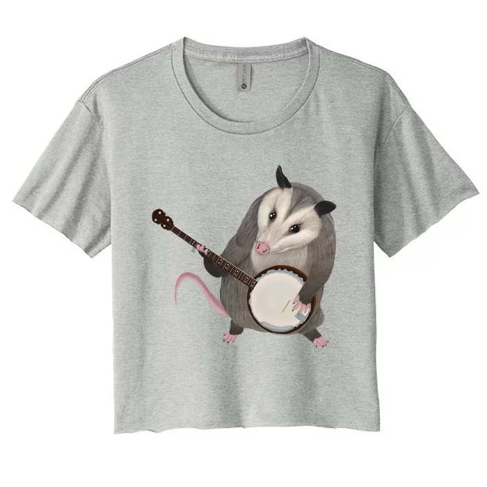 Opossum Playing The Banjo Gift Possum Gift Women's Crop Top Tee