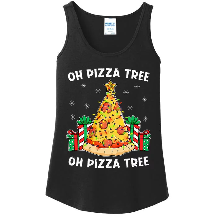 Oh Pizza Tree Xmas Food Present Christmas Pizza Tree Ladies Essential Tank