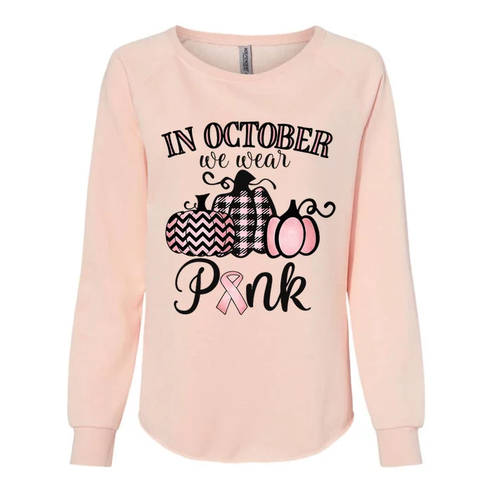 October Pink Thanksgiving Breast Cancer Support Womens California Wash Sweatshirt