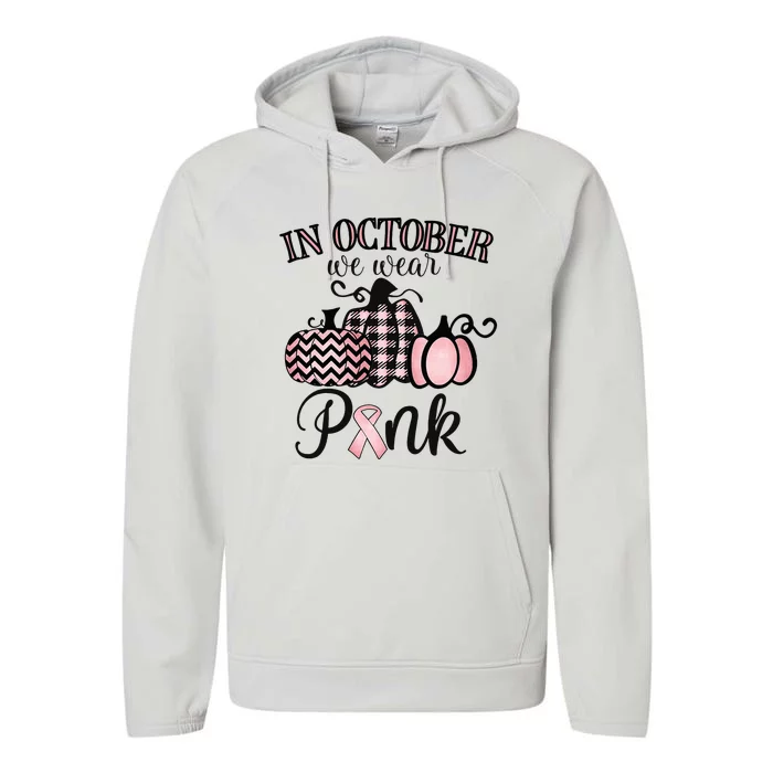 October Pink Thanksgiving Breast Cancer Support Performance Fleece Hoodie