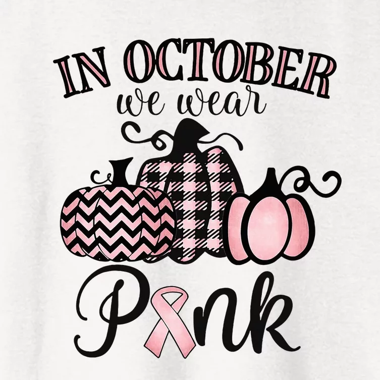 October Pink Thanksgiving Breast Cancer Support Women's Crop Top Tee