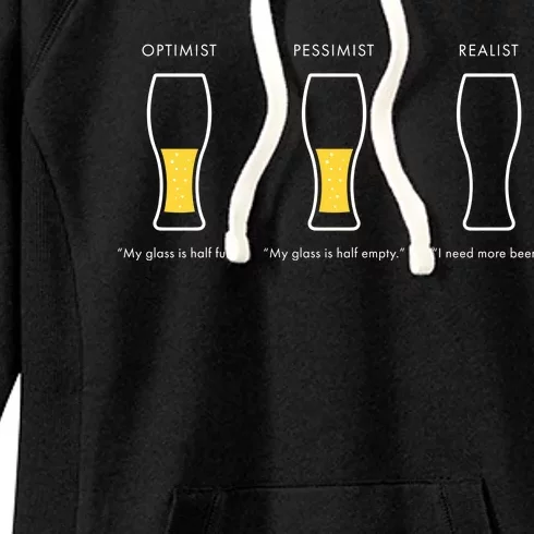 Optimist Pessimist Realist I Need A Beer Women's Fleece Hoodie