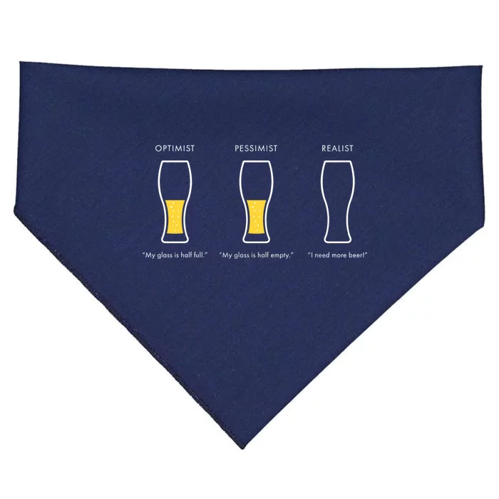 Optimist Pessimist Realist I Need A Beer USA-Made Doggie Bandana