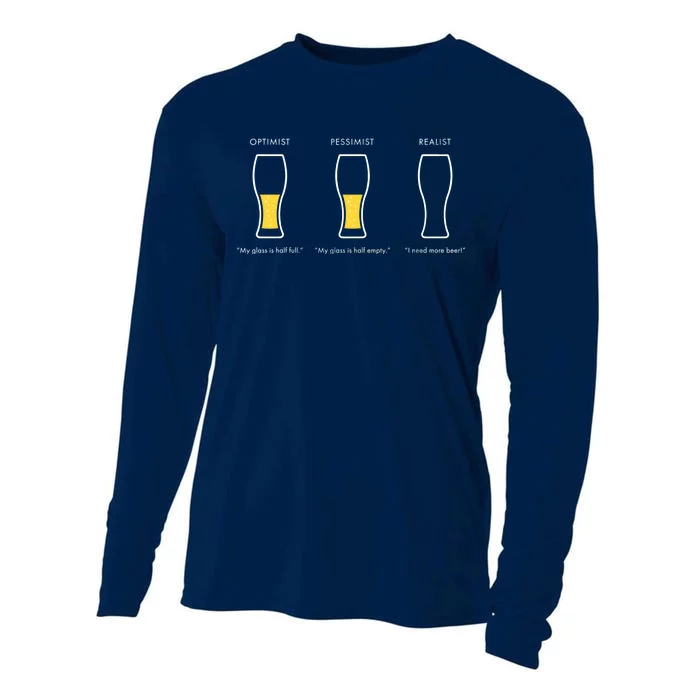 Optimist Pessimist Realist I Need A Beer Cooling Performance Long Sleeve Crew