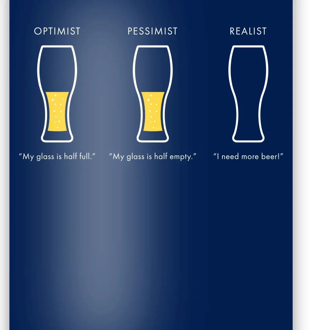 Optimist Pessimist Realist I Need A Beer Poster