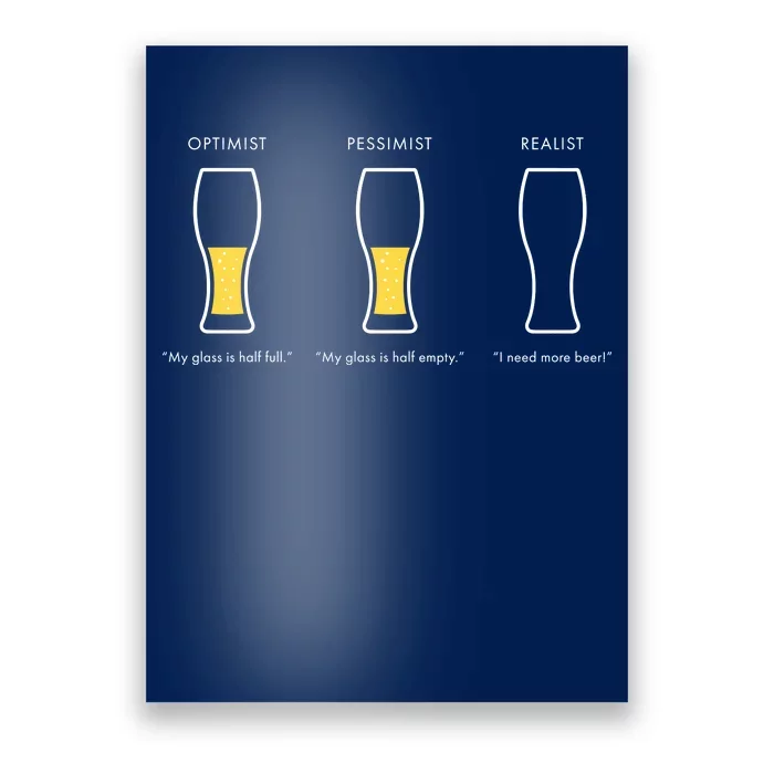 Optimist Pessimist Realist I Need A Beer Poster