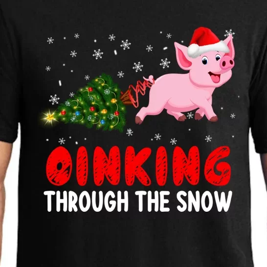 Oinking Pig Under Snow Christmas Tree Santa Pig Farm Farmer Gift Pajama Set