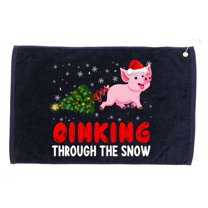 Oinking Pig Under Snow Christmas Tree Santa Pig Farm Farmer Gift Grommeted Golf Towel