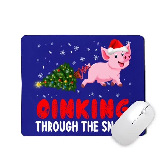 Oinking Pig Under Snow Christmas Tree Santa Pig Farm Farmer Gift Mousepad