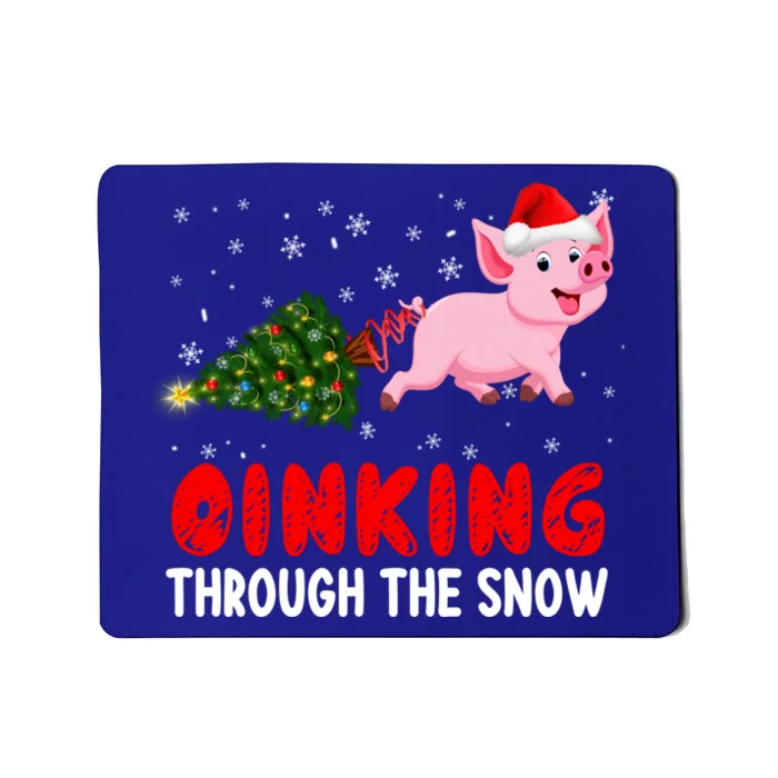 Oinking Pig Under Snow Christmas Tree Santa Pig Farm Farmer Gift Mousepad