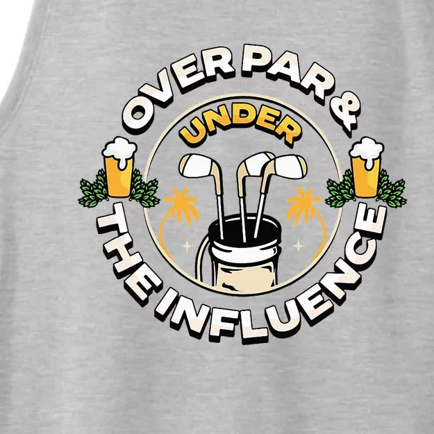 Over Par & Under The Influence Funny Golf Ladies Tri-Blend Wicking Tank