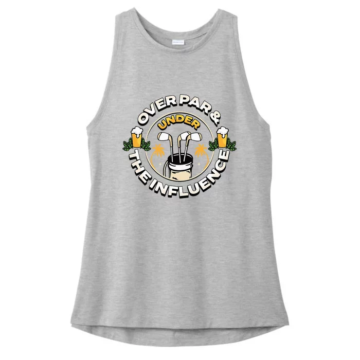 Over Par & Under The Influence Funny Golf Ladies Tri-Blend Wicking Tank