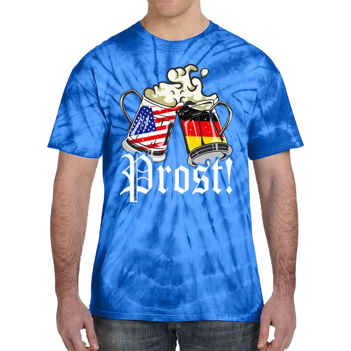 Oktoberfest Prost Usa Germany Flags Tie-Dye T-Shirt