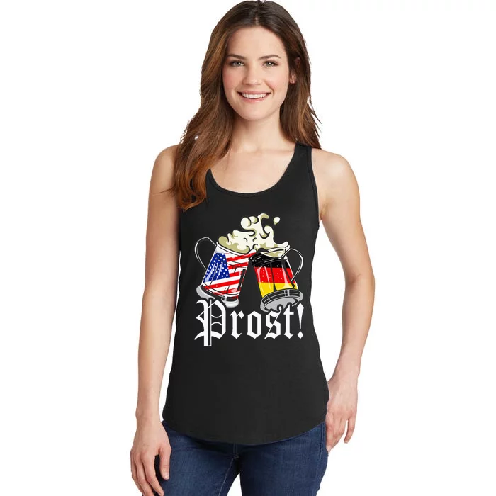 Oktoberfest Prost Usa Germany Flags Ladies Essential Tank