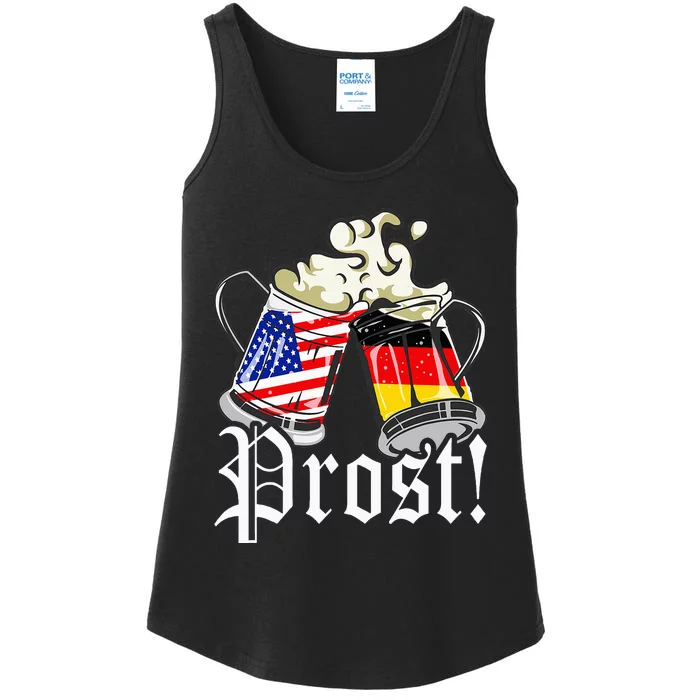 Oktoberfest Prost Usa Germany Flags Ladies Essential Tank