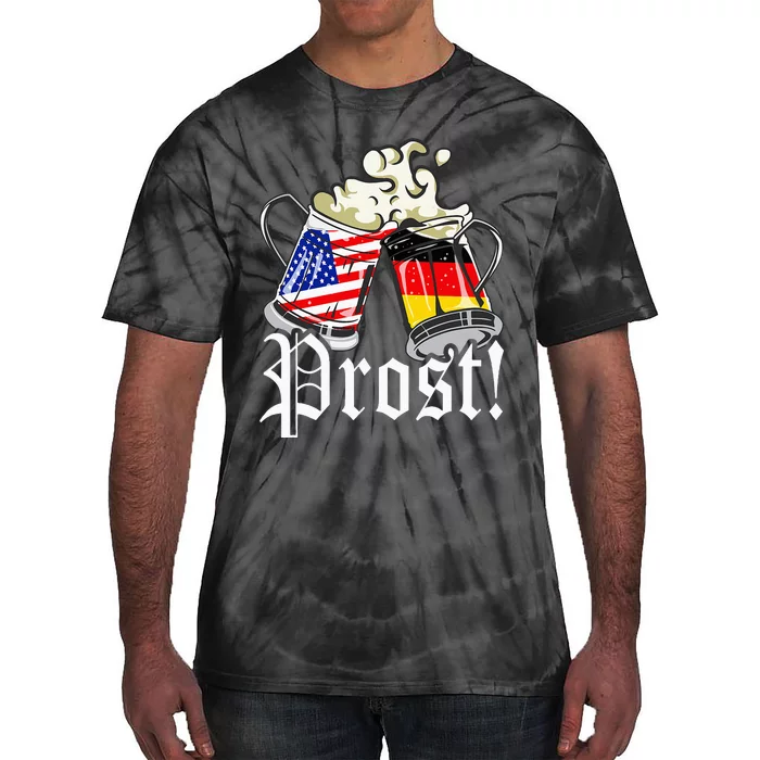 Oktoberfest Prost Usa Germany Flags Tie-Dye T-Shirt