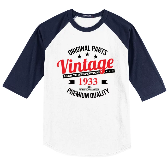 Original Parts Vintage 1933 90th Birthday Baseball Sleeve Shirt