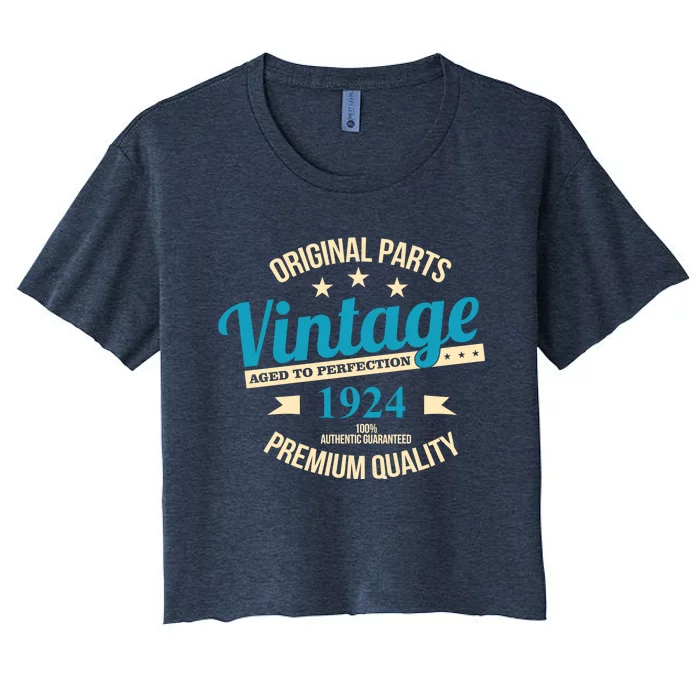 Original Parts Vintage 1924 100th Birthday Women's Crop Top Tee