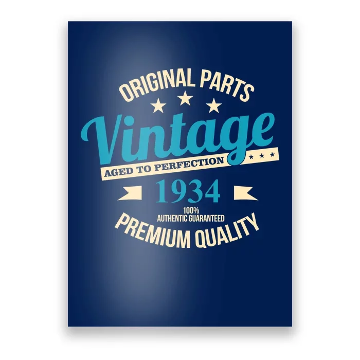 Original Parts Vintage 1934 90th Birthday Poster