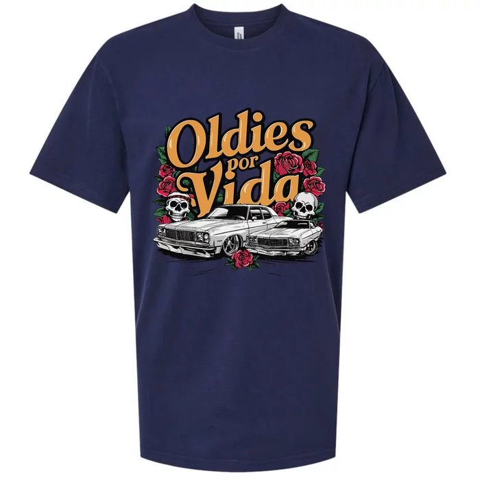 Oldies Por Vida Vintage Lowrider Car Mexican Chicano Cholo Sueded Cloud Jersey T-Shirt