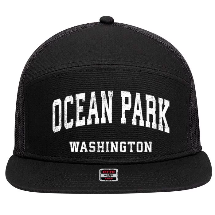 Ocean Park Washington Wa Vintage Athletic Sports Design 7 Panel Mesh Trucker Snapback Hat