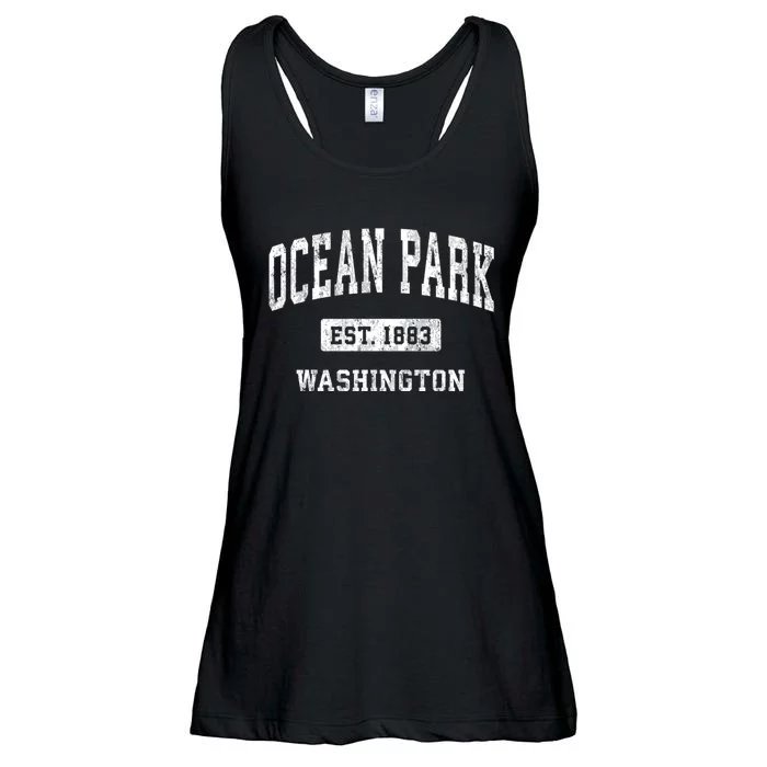 Ocean Park Washington Wa Vintage Athletic Sports Design Ladies Essential Flowy Tank