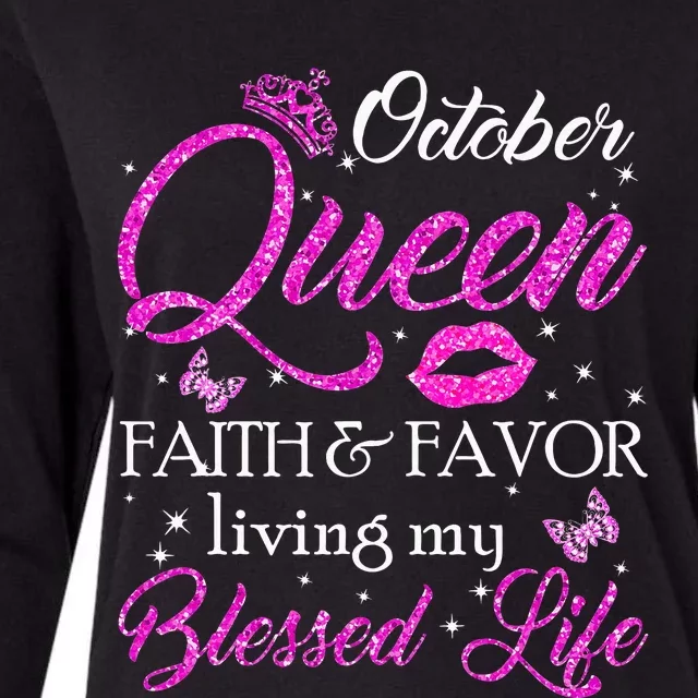 October Queen This Queen Was Born In October Birthday Women Womens Cotton Relaxed Long Sleeve T-Shirt