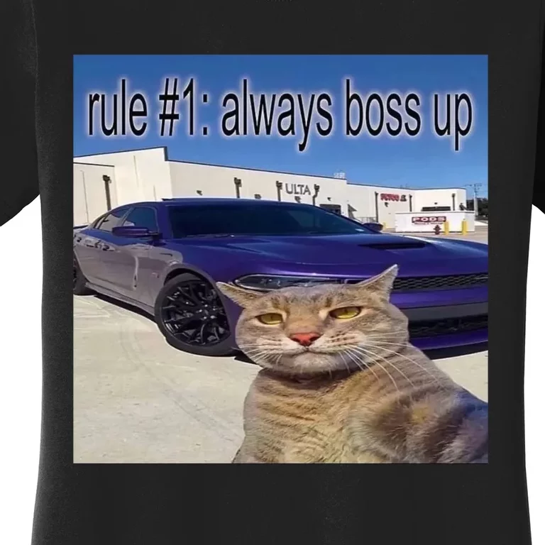 Outdoortrending Rule 1 Always Boos Up Cat Selfie Women's T-Shirt