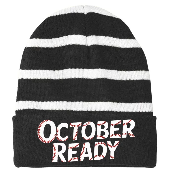 October Ready 2024 Baseball Striped Beanie with Solid Band