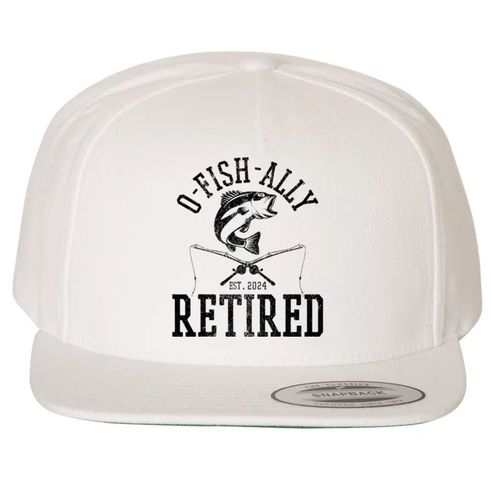 Ofishally Retired 2024 Funny Fishing Fisherman Retirement Wool Snapback Cap