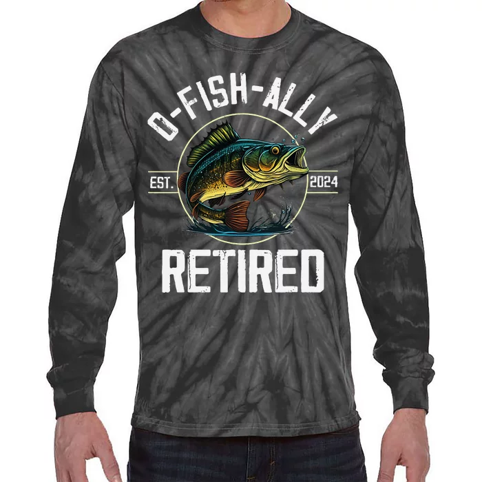 Ofishally Retired 2024 Fishing Retirement Gift Tie-Dye Long Sleeve Shirt