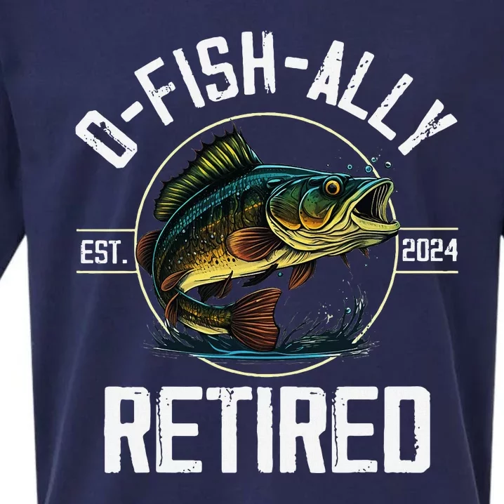 Ofishally Retired 2024 Fishing Retirement Gift Sueded Cloud Jersey T-Shirt