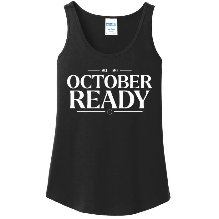 October Ready 2024 Playoff Baseball Season Ladies Essential Tank