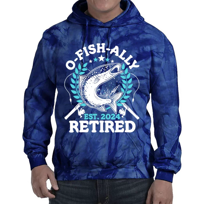 Ofishally Retired 2024 Fishing Retirement Gifts For Tie Dye Hoodie