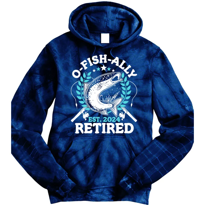 Ofishally Retired 2024 Fishing Retirement Gifts For Tie Dye Hoodie