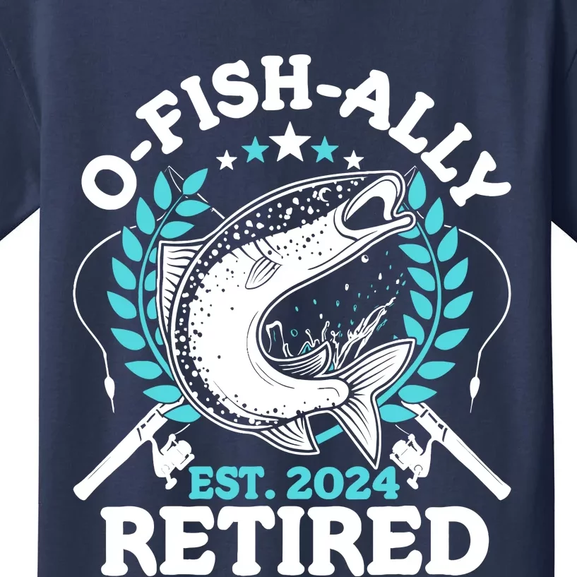 Ofishally Retired 2024 Fishing Retirement Gifts For Kids T-Shirt