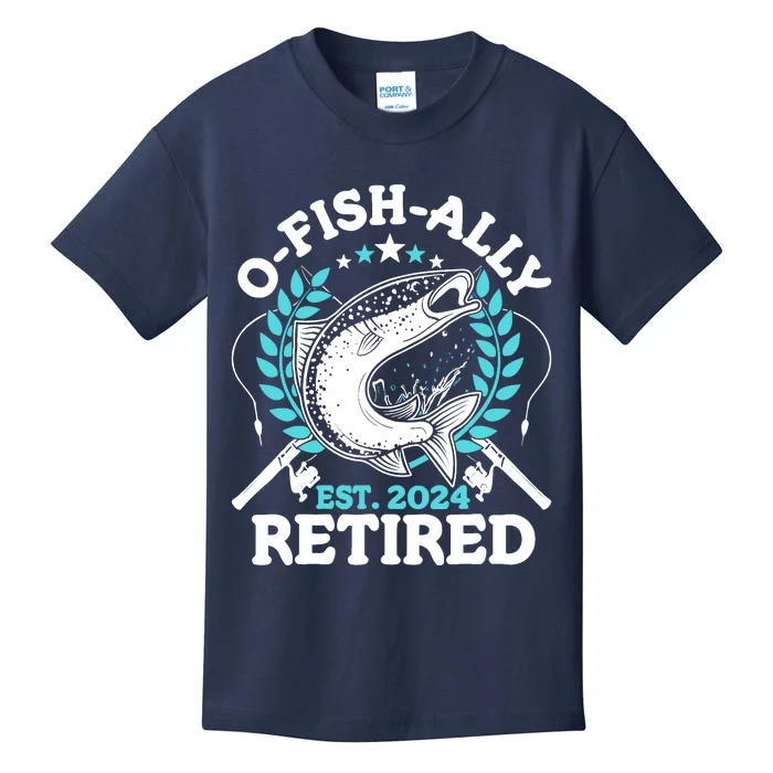 Ofishally Retired 2024 Fishing Retirement Gifts For Kids T-Shirt