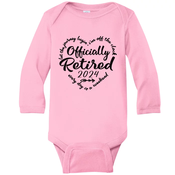 Officially Retired 2024 Funny Vintage Retirement Design Baby Long Sleeve Bodysuit