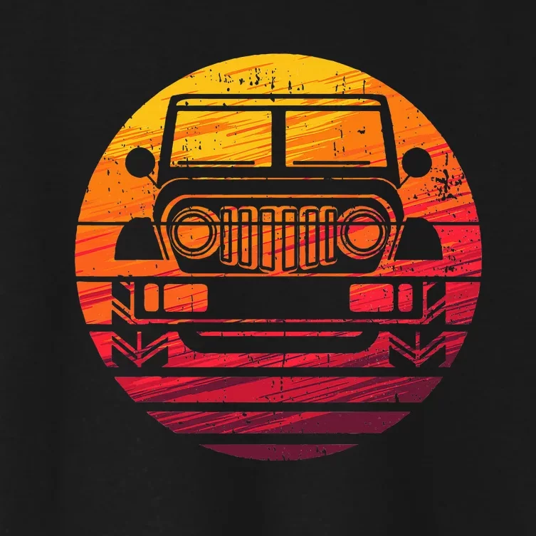 Off Road 4x4 Vintage Retro 70s Sunset Off Road Women's Crop Top Tee