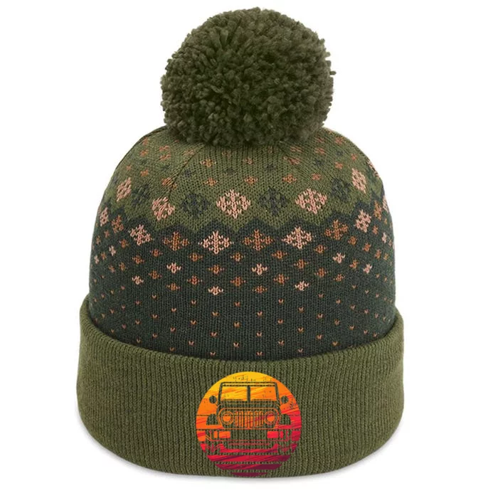 Off Road 4x4 Vintage Retro 70s Sunset Off Road The Baniff Cuffed Pom Beanie