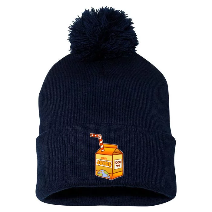 Orange Juice 999 Carton 100% Real Juice Pom Pom 12in Knit Beanie